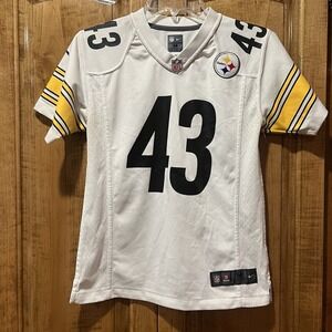 PITTSBURGH STEELERS POLAMALU #43 Youth Medium 10-12 Embroidered Logo NIKE Jersey